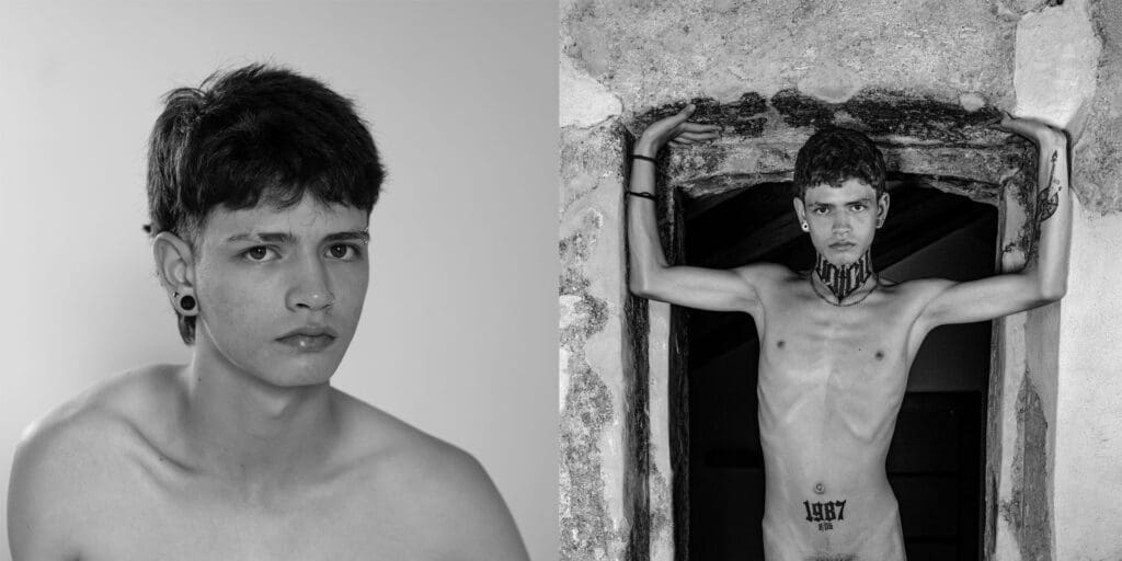 Portrait of a young man in natural light, capturing a fleeting moment of vulnerability and quiet self-awareness.